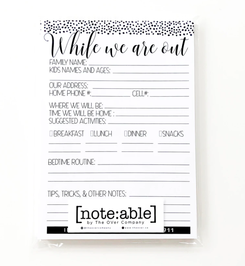 Babysitter Note Pads