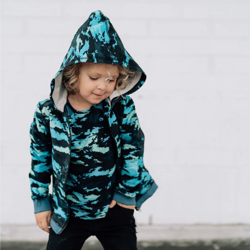 Blue Camo Zip Hoodie