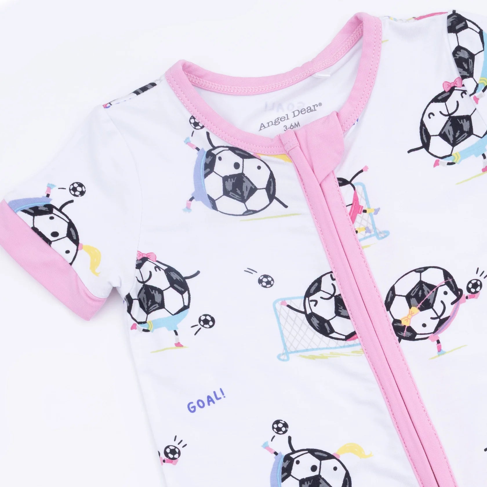 Soccer Balls Shortie 2-Way Zipper Romper - Pink