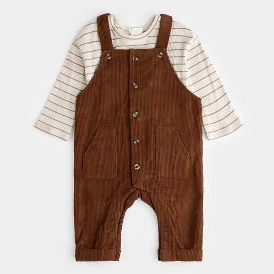 Chestnut Corduroy Overall Set