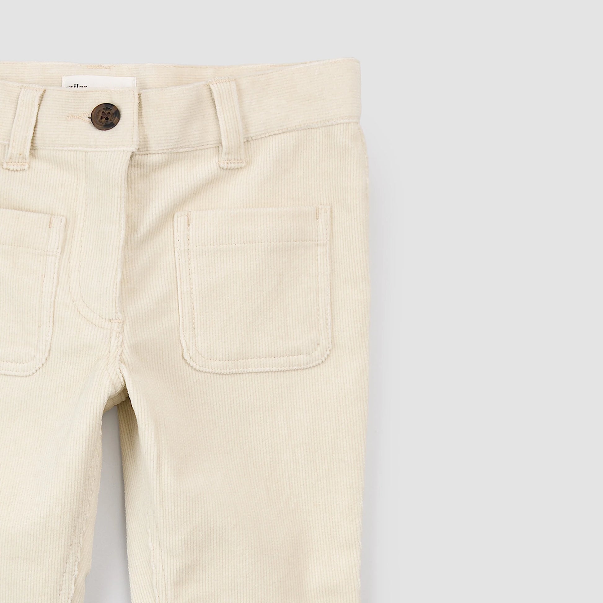 Cream Corduroy Wide-Leg Pant