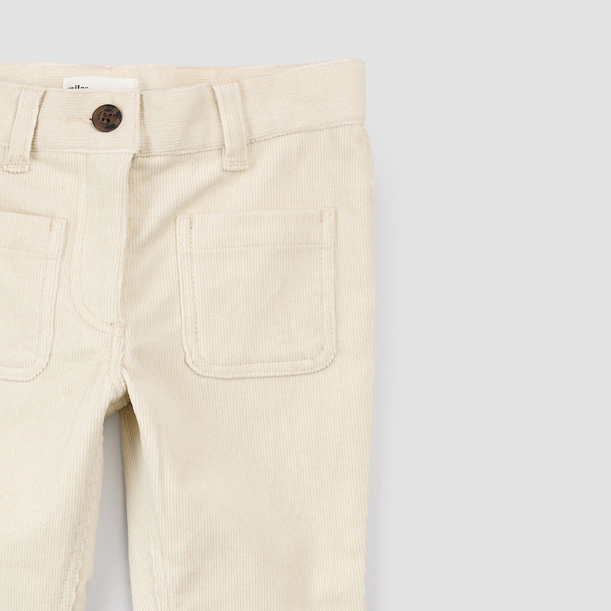 Cream Corduroy Wide-Leg Pant