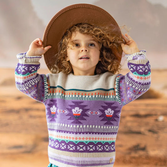 Boho Purple Knit Sweater