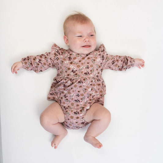 L/S Skirted Onesie - Velvet Garden