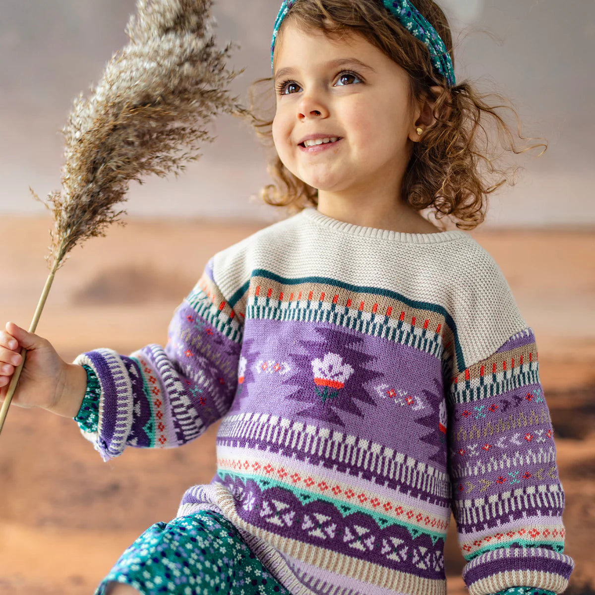 Boho Purple Knit Sweater