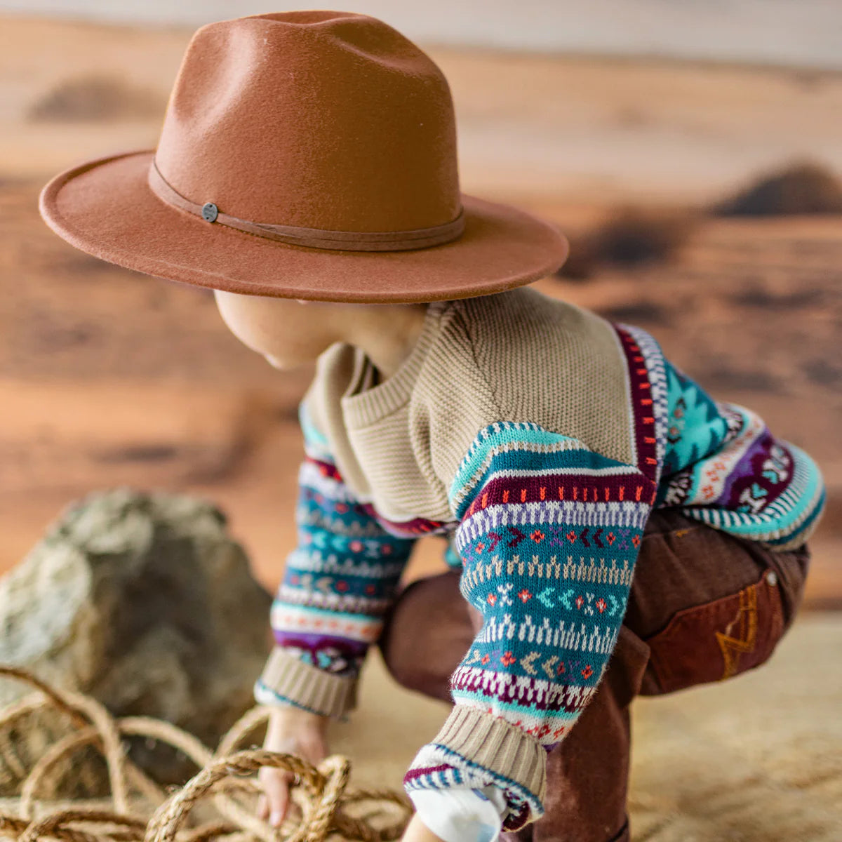 Boho Teal Knit Sweater