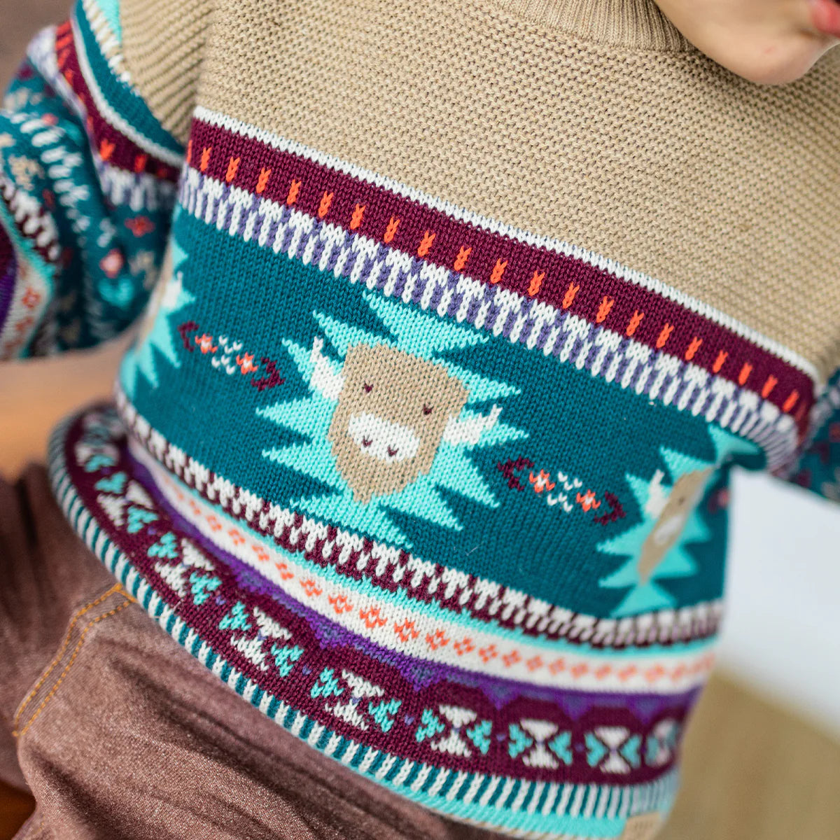 Boho Teal Knit Sweater