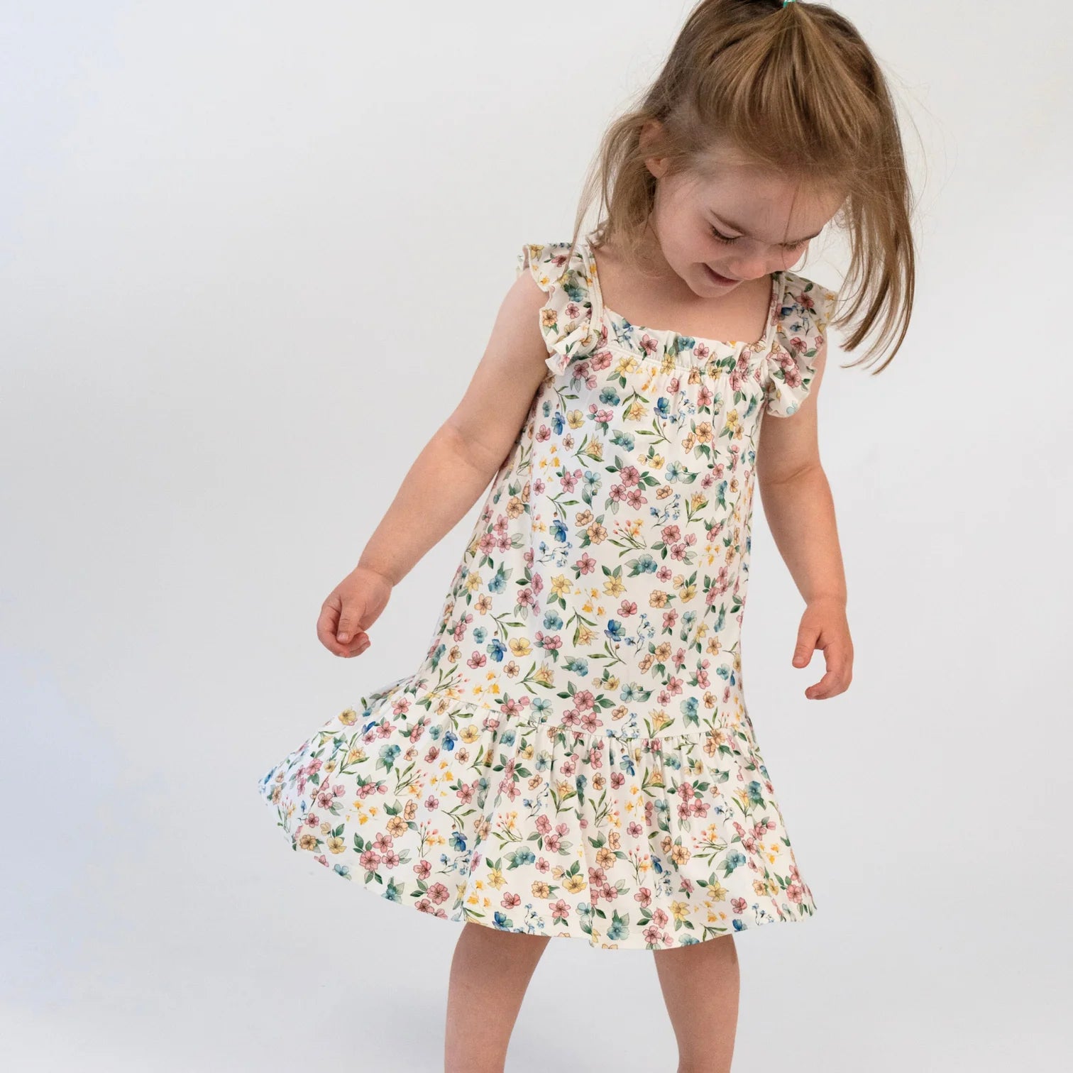 Ruffle Bell Dress - Spring Meadow