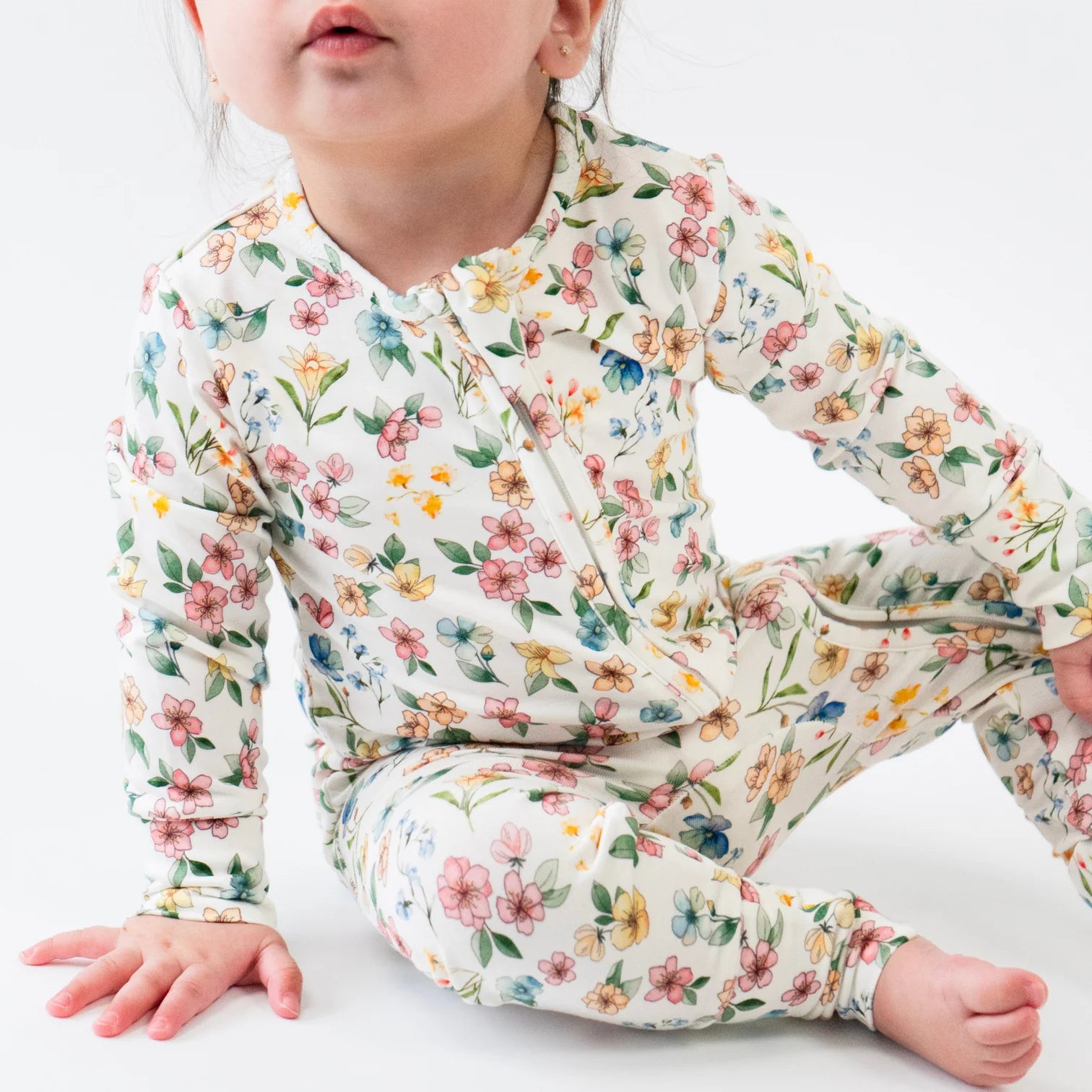 Sleeper with Fold Over Cuffs - Spring Meadow