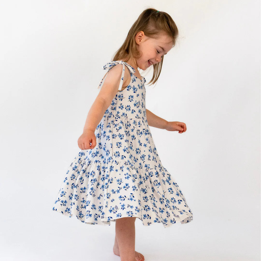 Tie Tiered Dress - Bluebell