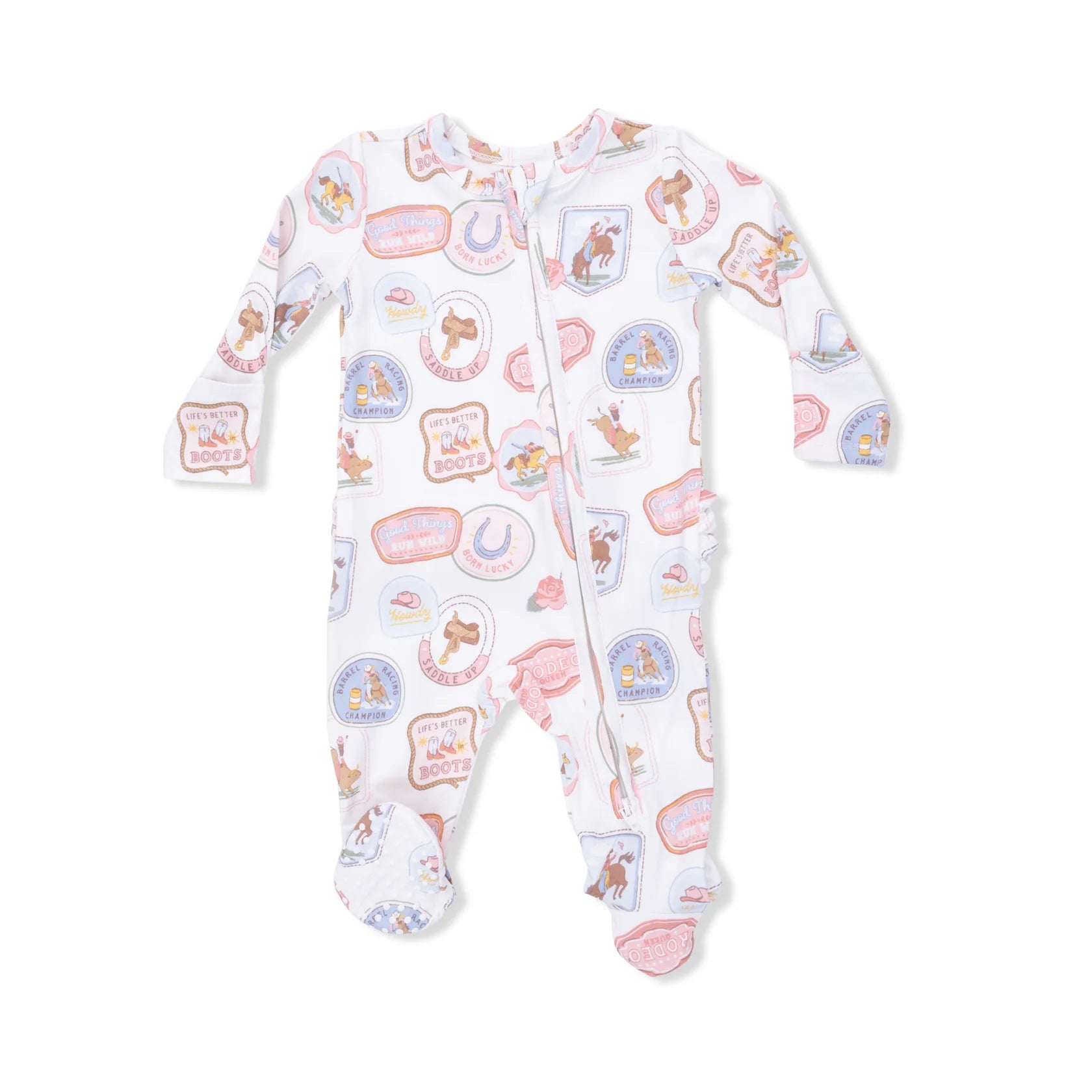 Rodeo Patches Ruffle Back Footie