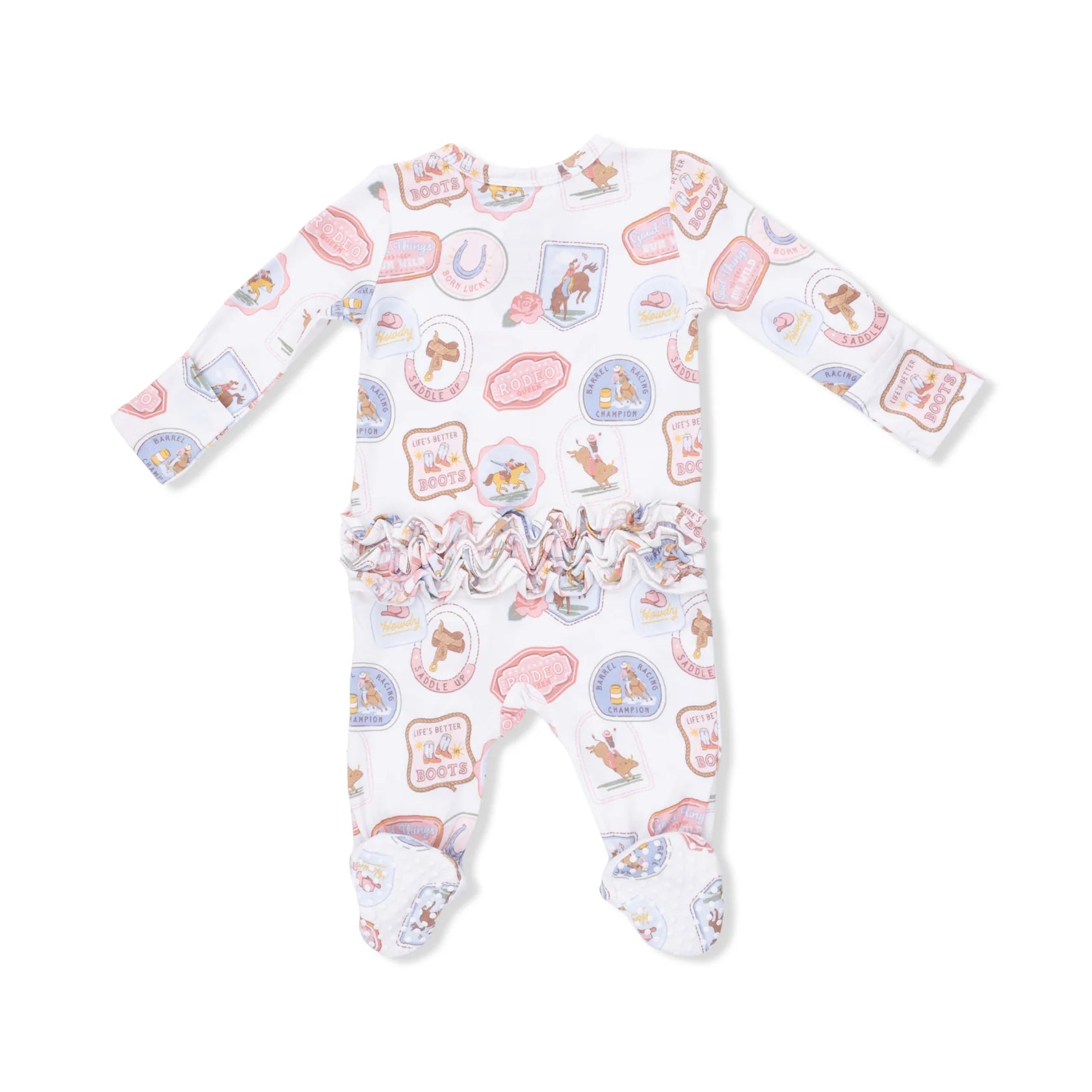 Rodeo Patches Ruffle Back Footie