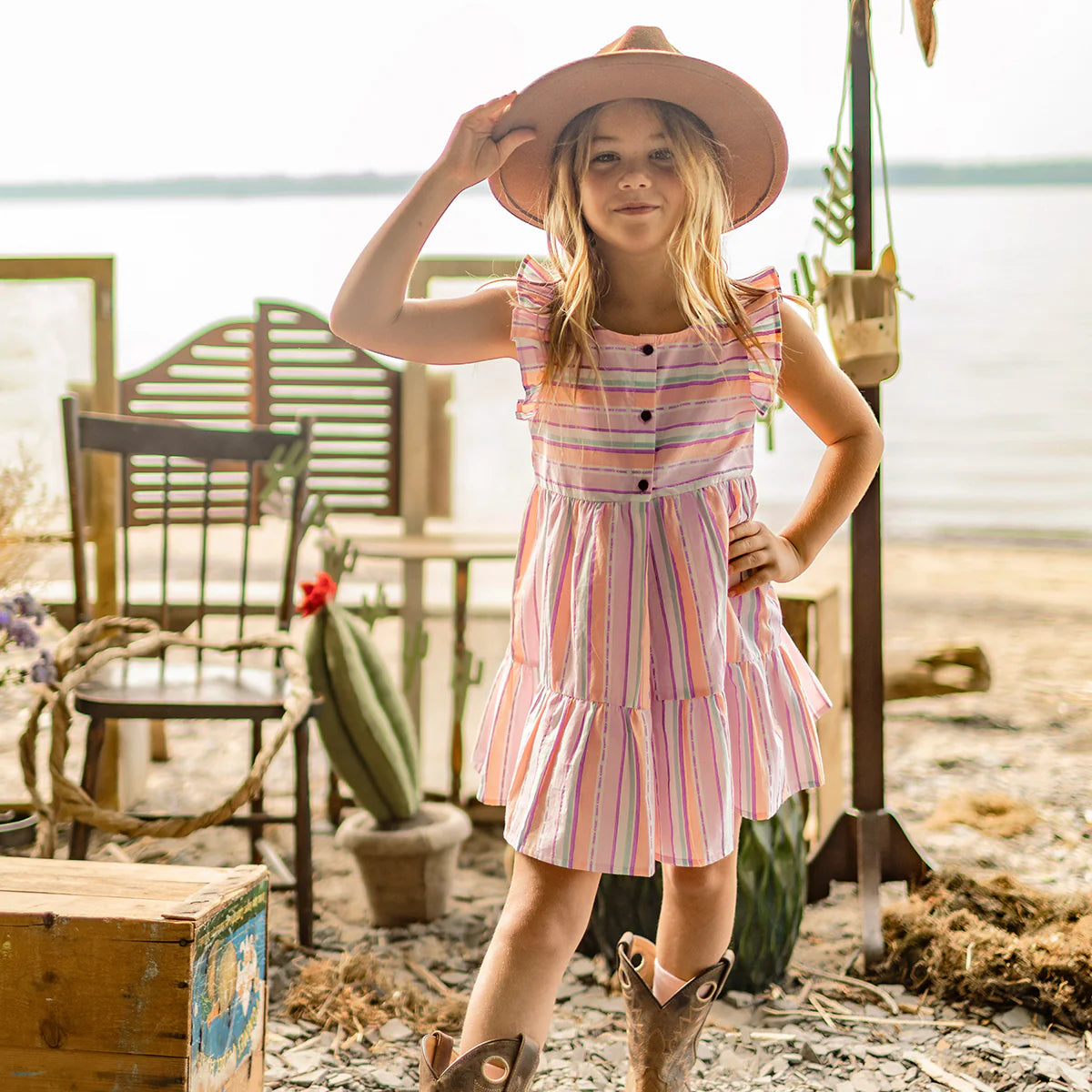 Sunset Sorbet Stripe Dress