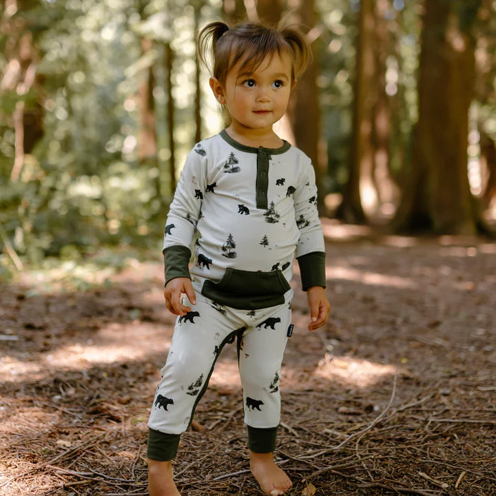 Tall Pocket Romper - Black Bears