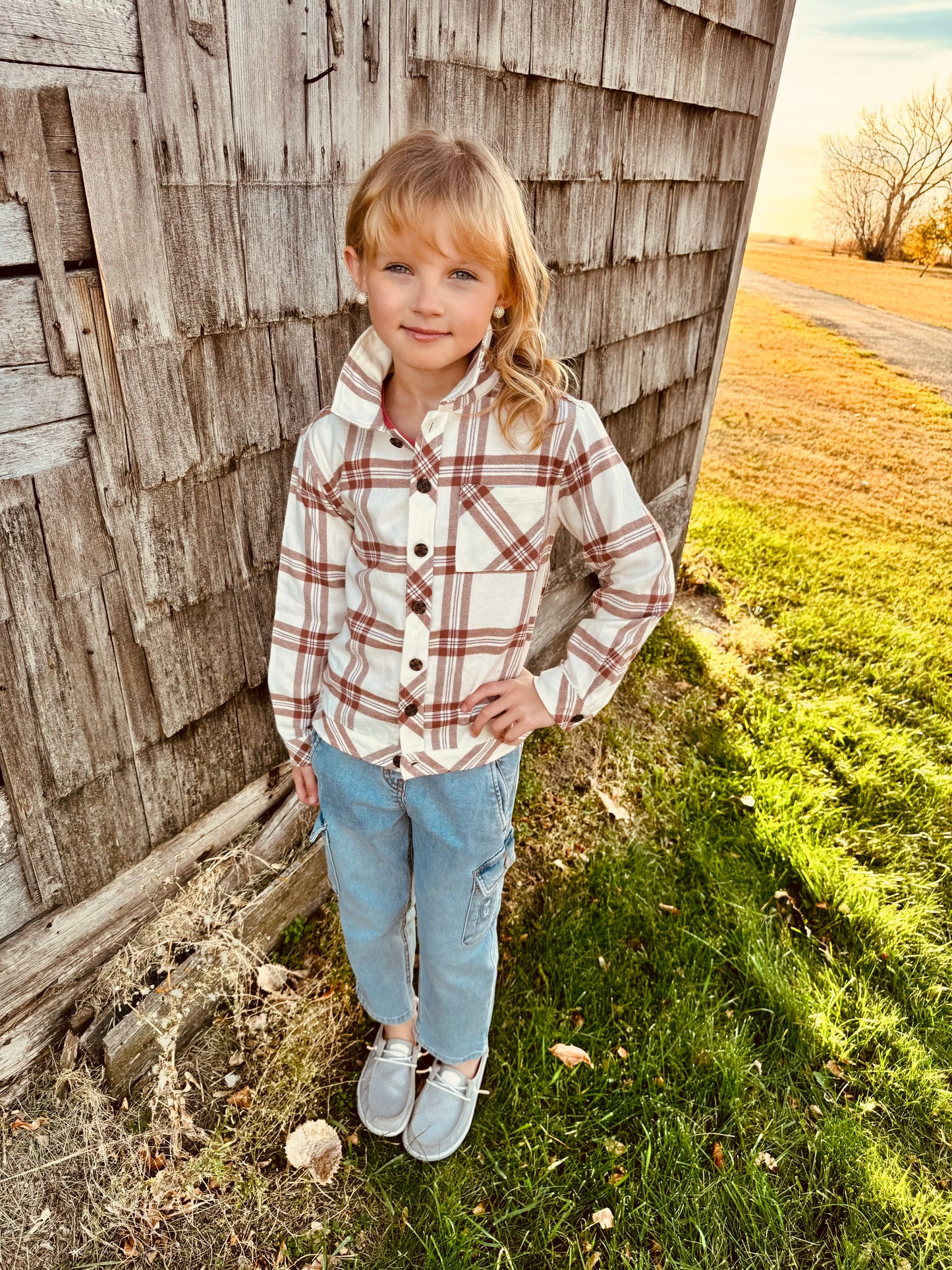 Copper Plaid Flannel Shirt