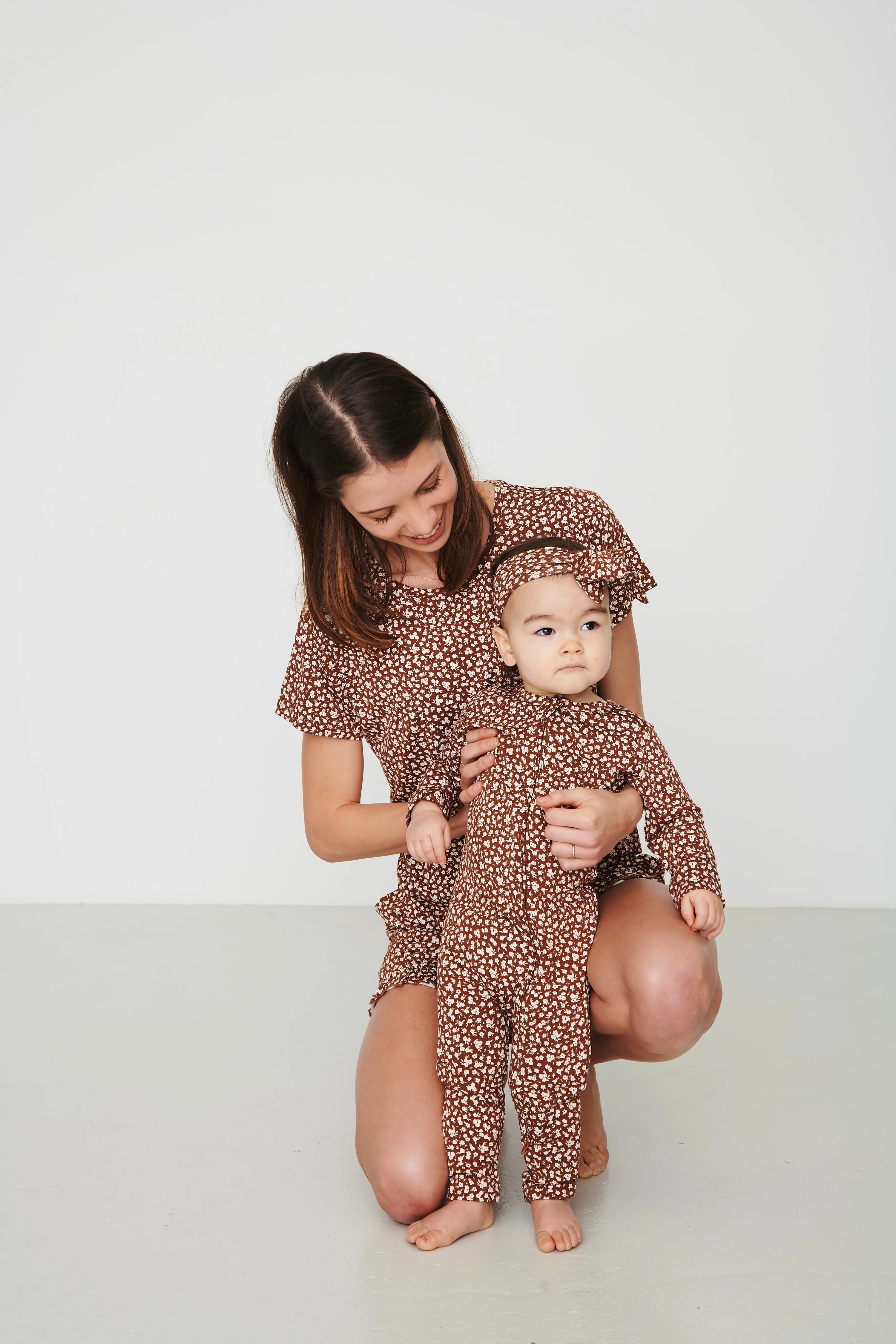 Mocha Floral Bamboo Sleeper