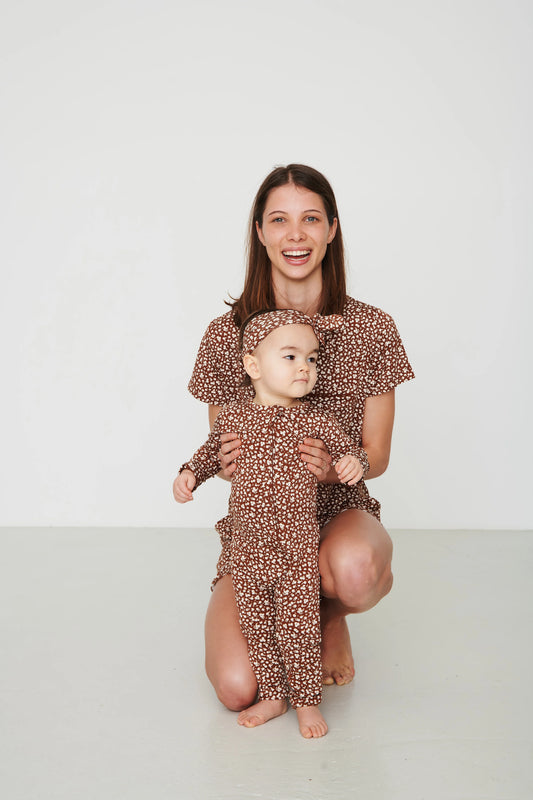 Mocha Floral Bamboo Sleeper