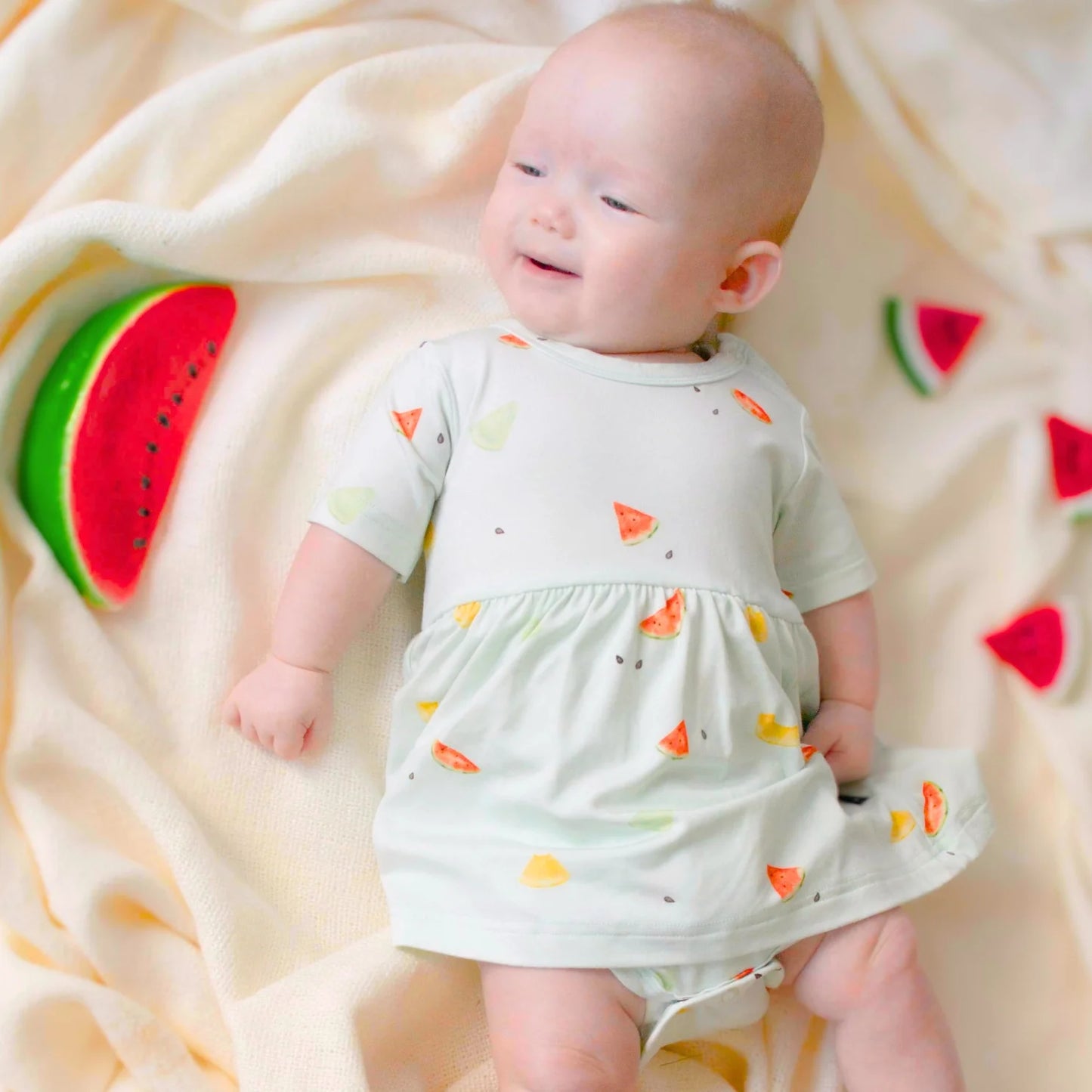 Short Sleeve Skirted Onesie - Melons