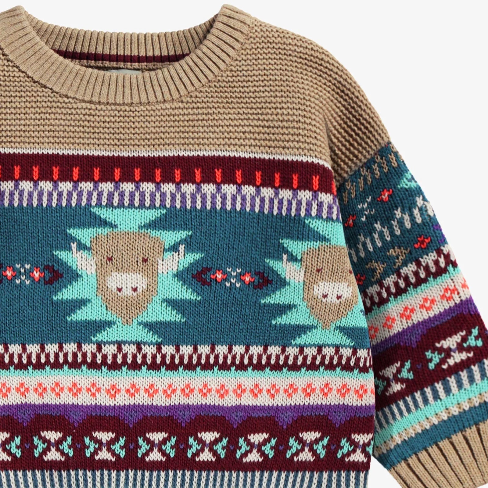 Boho Teal Knit Sweater