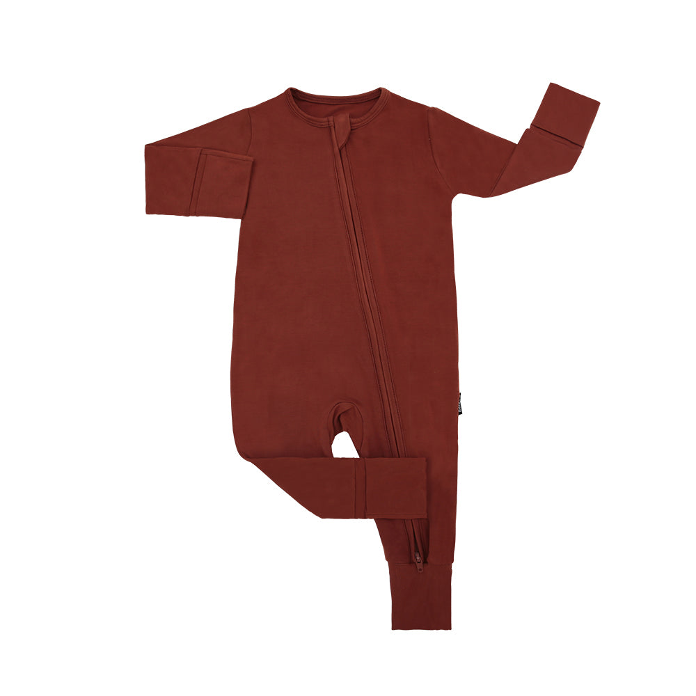 Footless Sleeper with Fold Over Cuffs - Rust