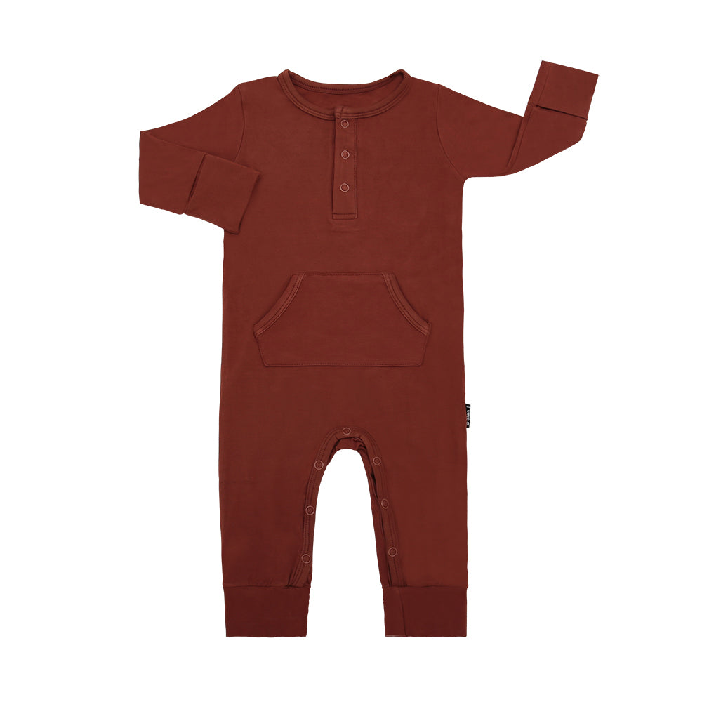 L/S Pocket Romper - Rust