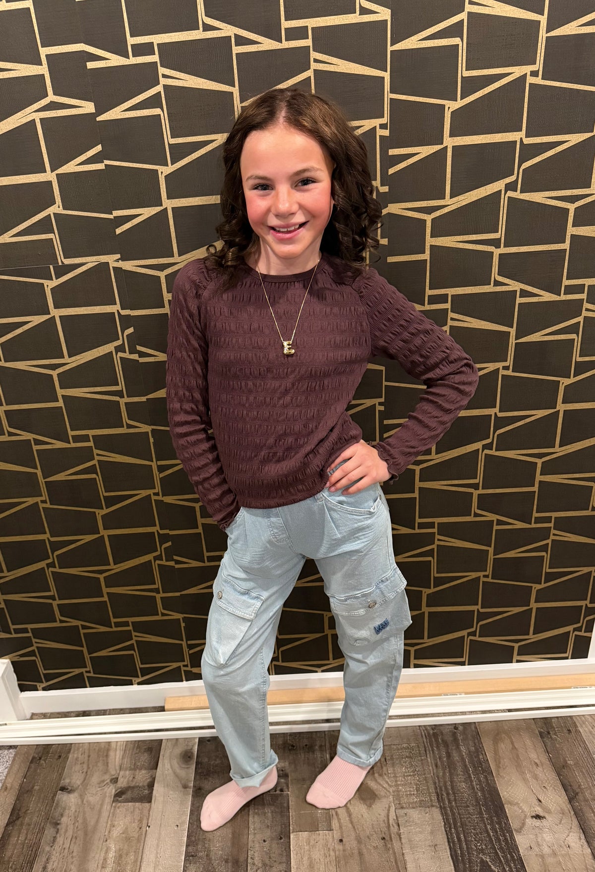 Plum Crinkle Textured Long Sleeve