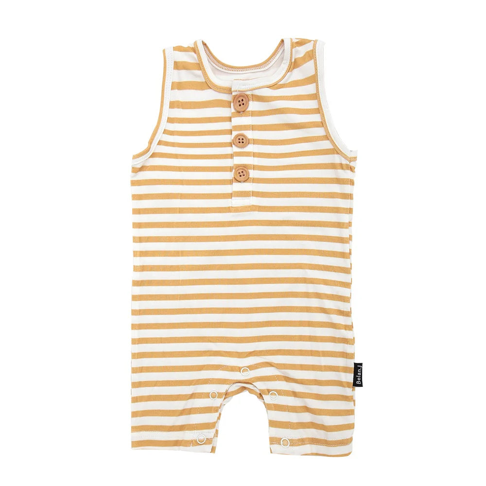 Short Sleeve Romper - Sun Stripe