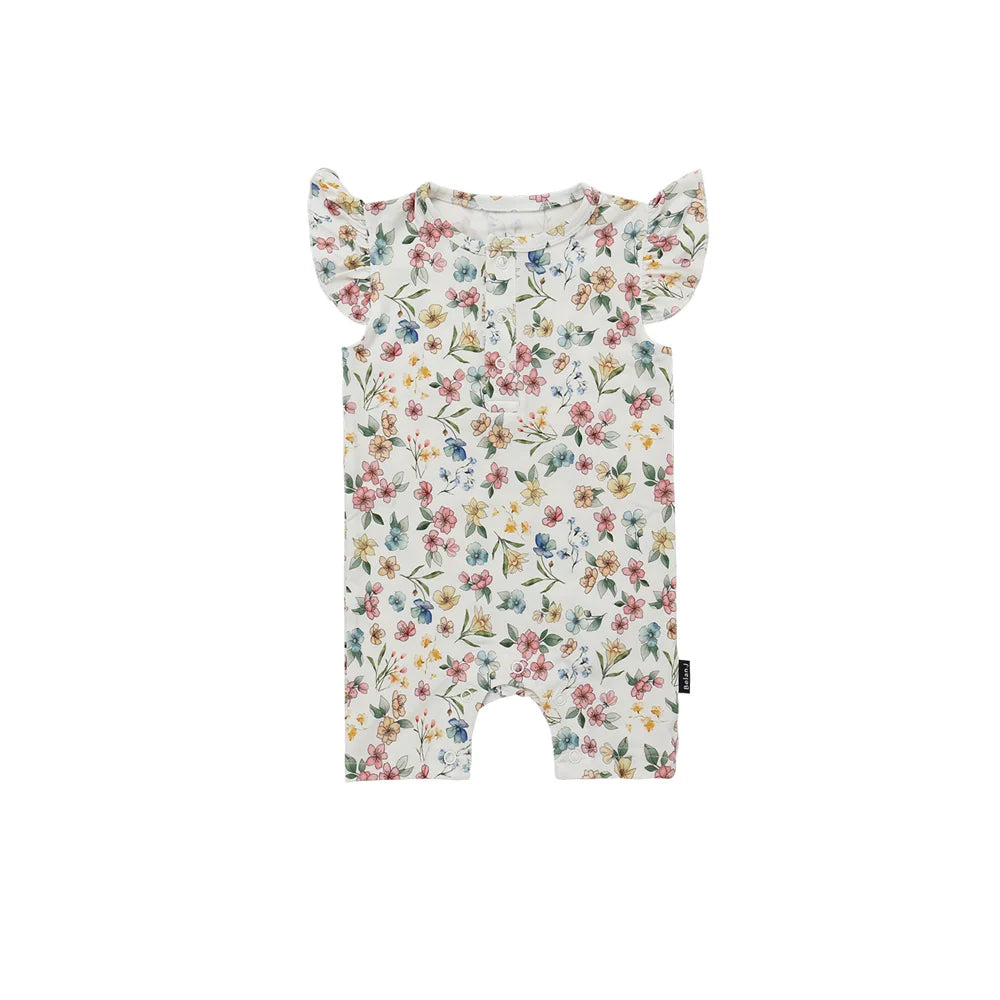 Ruffle Shortall Romper - Spring Meadow