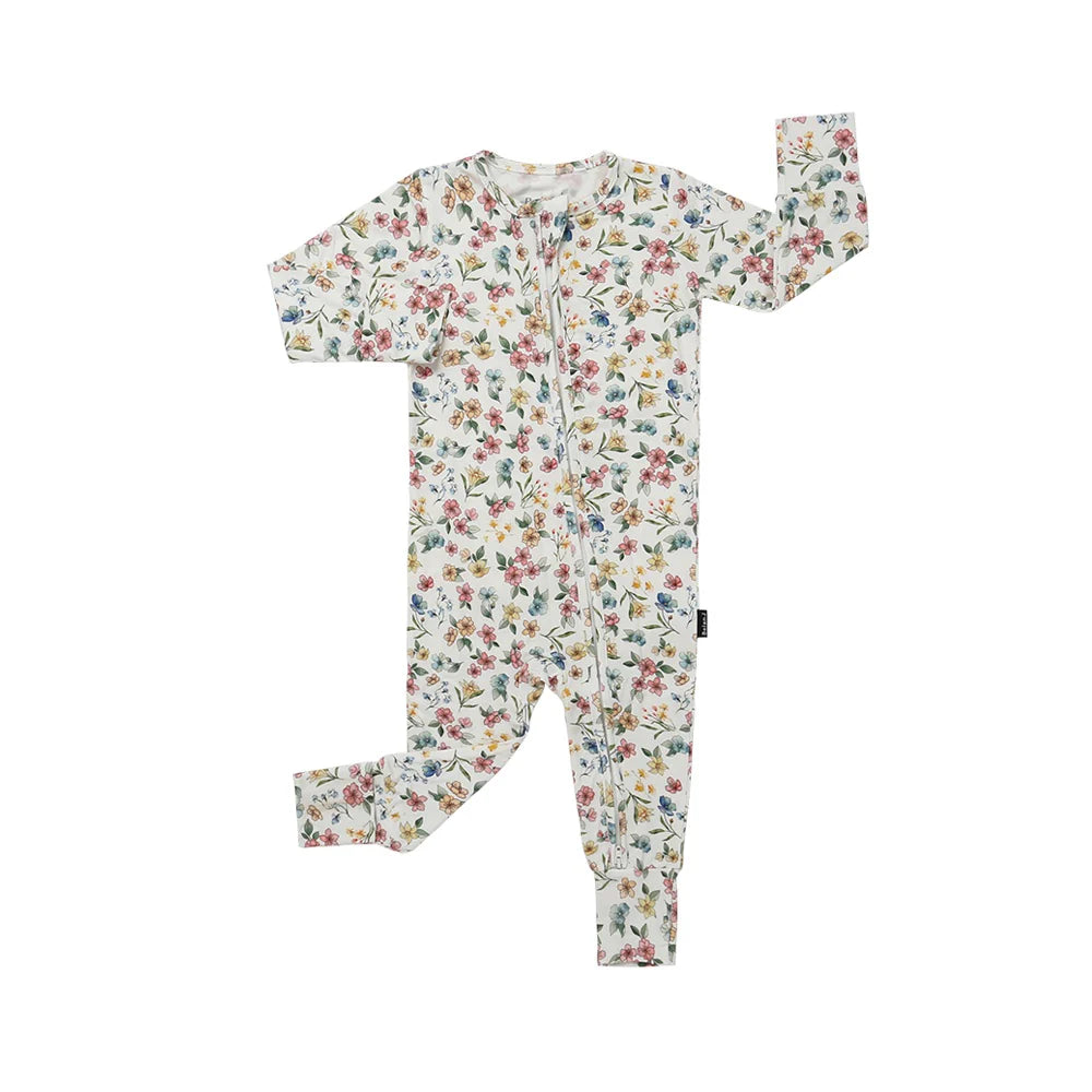 Sleeper with Fold Over Cuffs - Spring Meadow