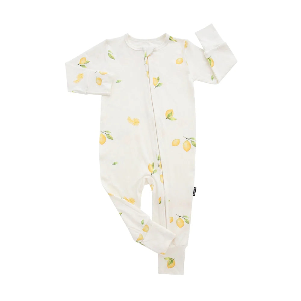 Footless Sleeper with Fold Over Cuffs - Lemons