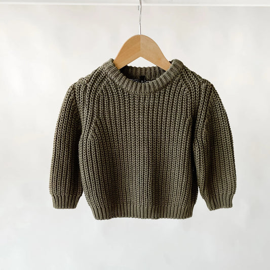 Army Green Chunky Knit Sweater