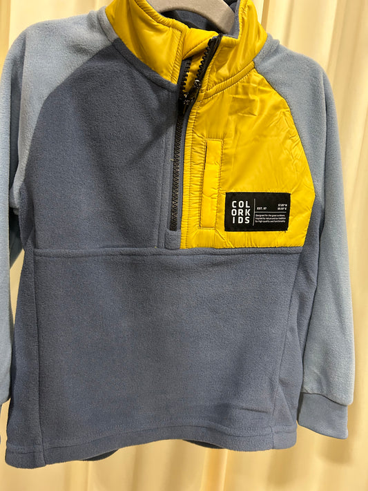 Faded Denim Fleece Pullover