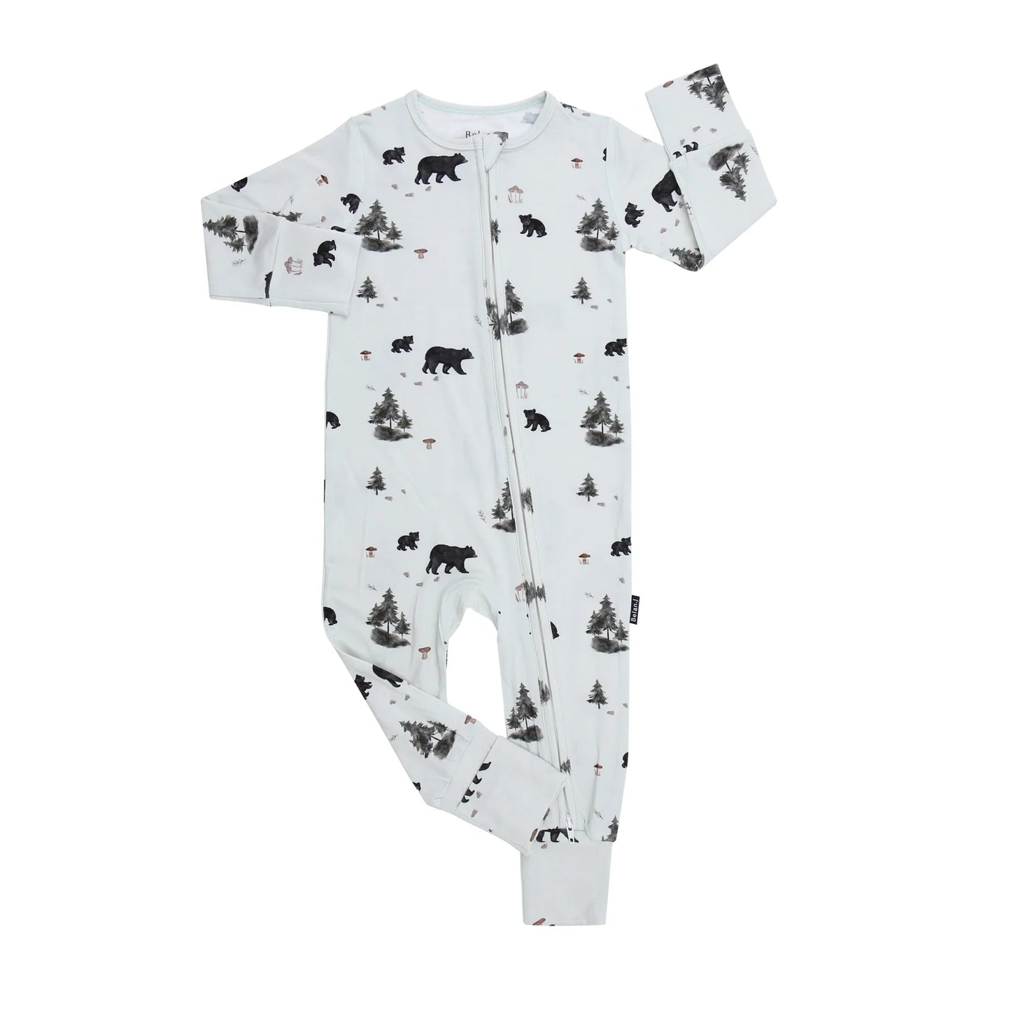 Sleeper with Fold-Over Cuffs - Black Bears