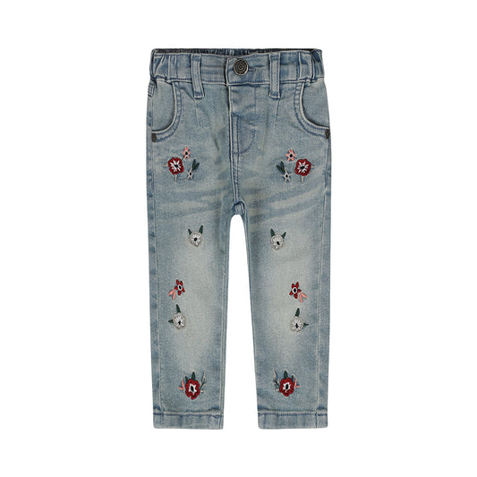Rose Embroidered Denim