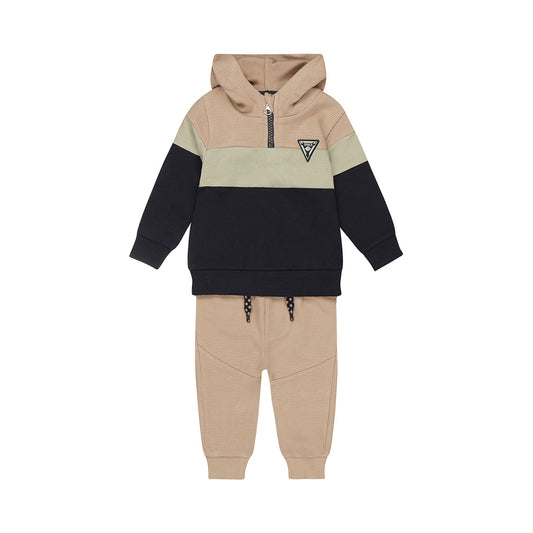 Striped Hoodie + Waffle Jogger Set