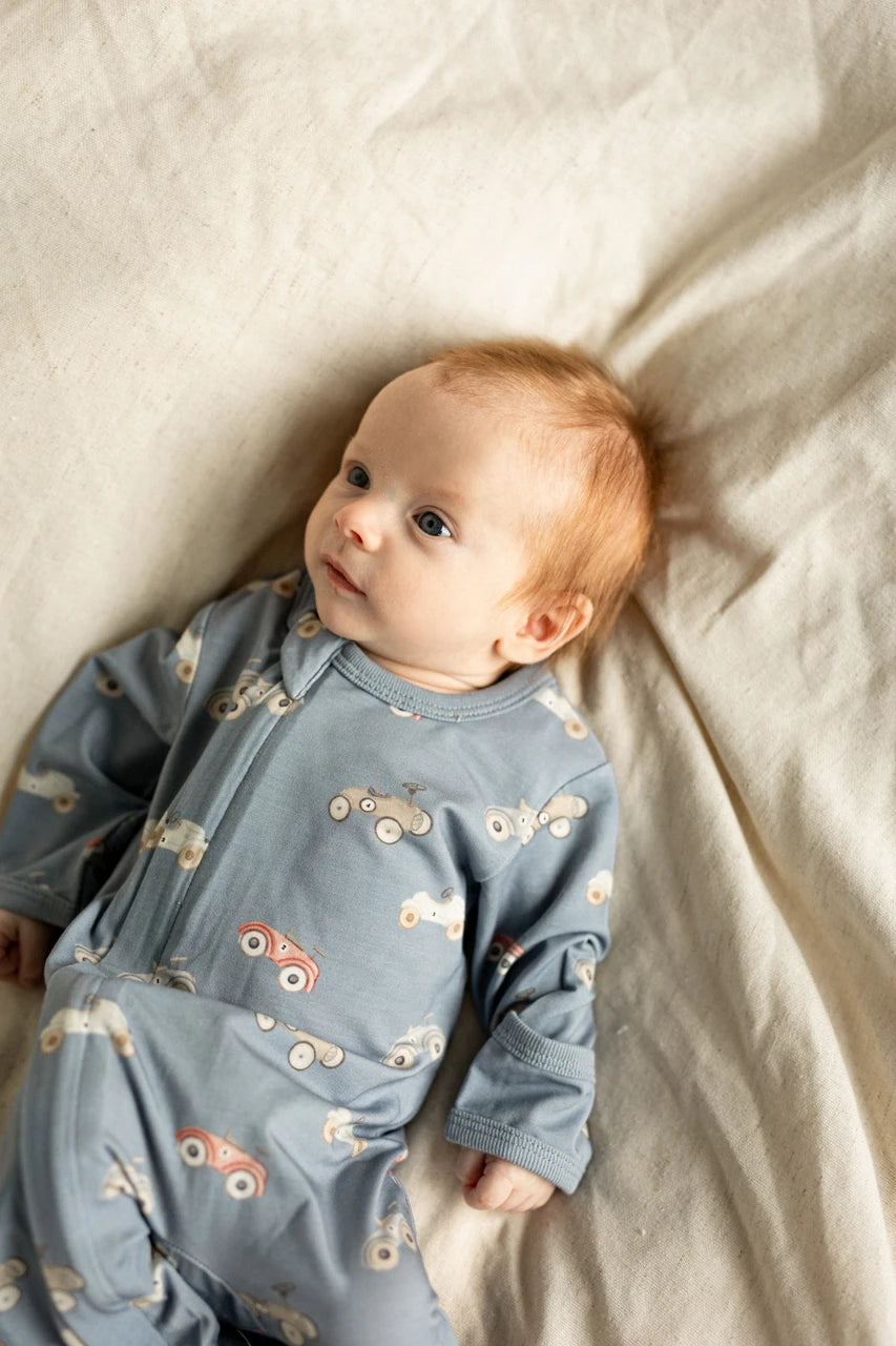 Vintage Car Footie Romper