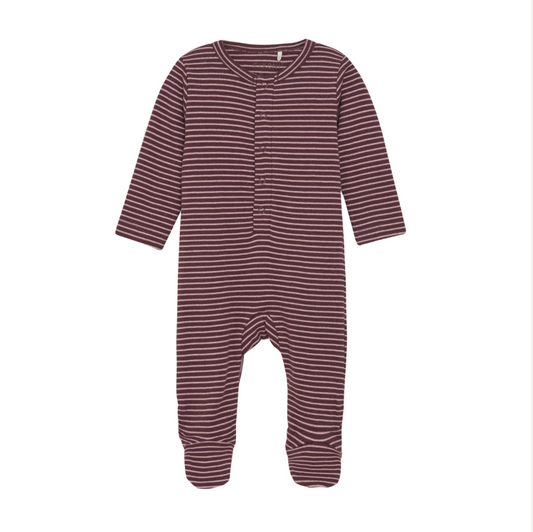 Huckleberry Striped Feet Ribbed Romper - Baby