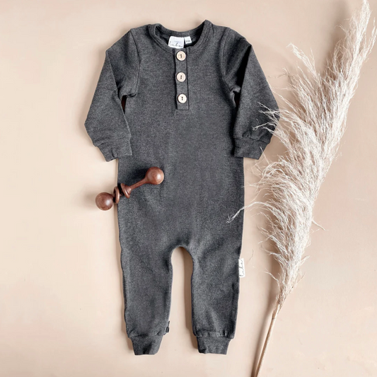 Charcoal Button Romper