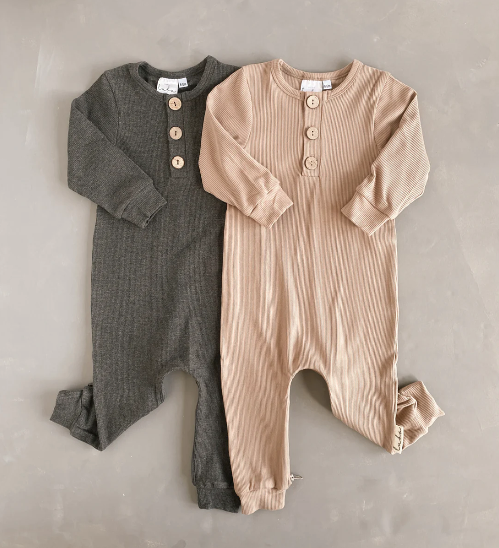 Fawn Button Romper