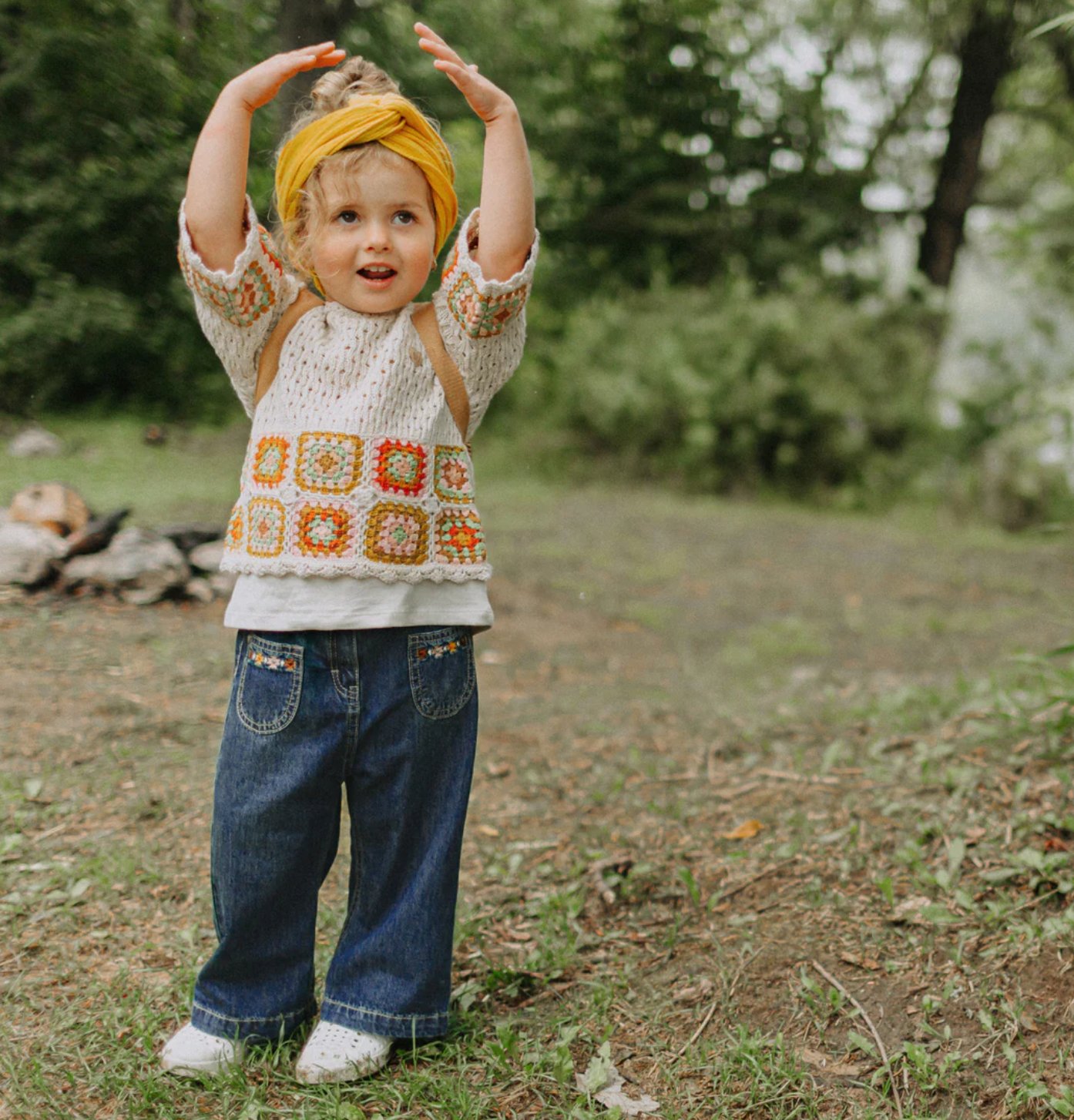 Embroidered Wide Leg Denim - Baby