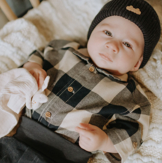 Navy Plaid Bodysuit