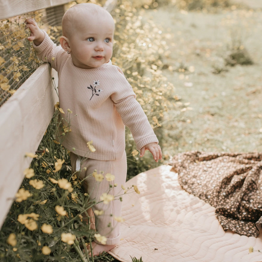 Dusty Rose Waffle Matching Set