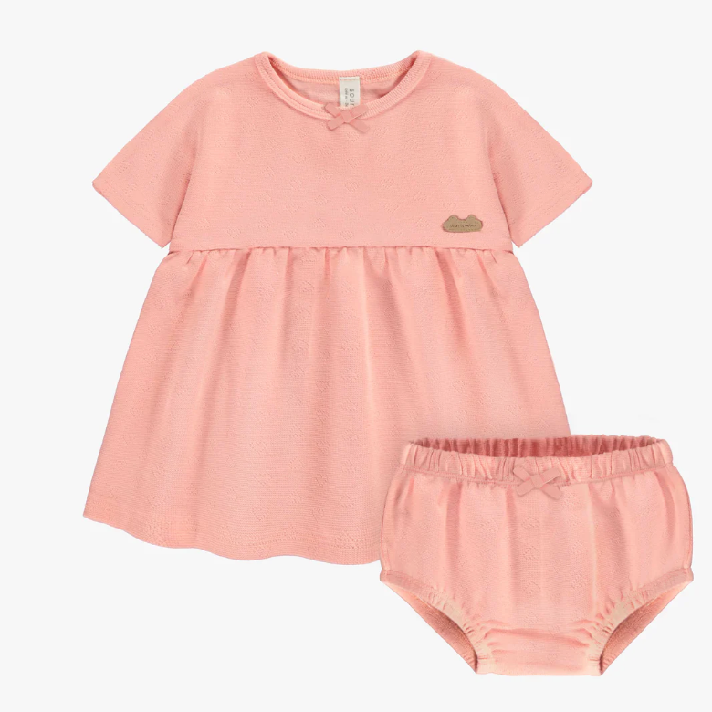 Coral Dress + Bloomer Set