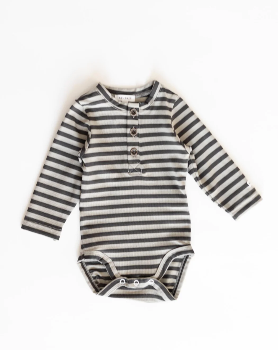 Stone Striped Ribbed Onesie