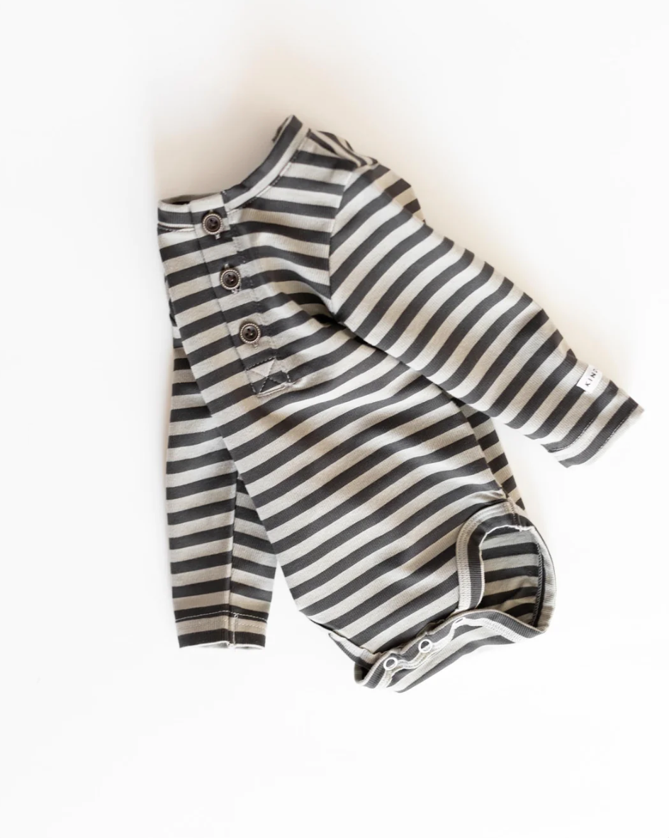 Stone Striped Ribbed Onesie