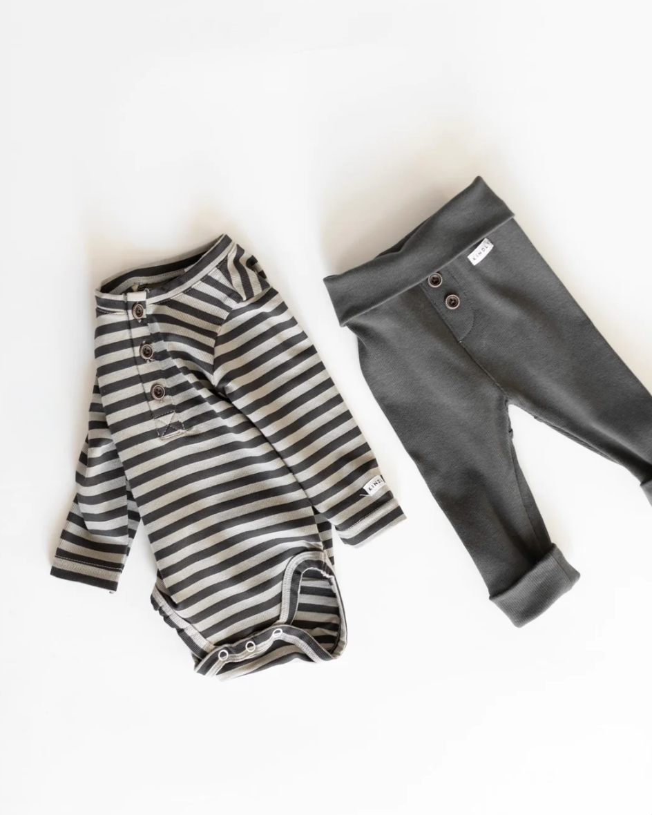 Stone Striped Ribbed Onesie