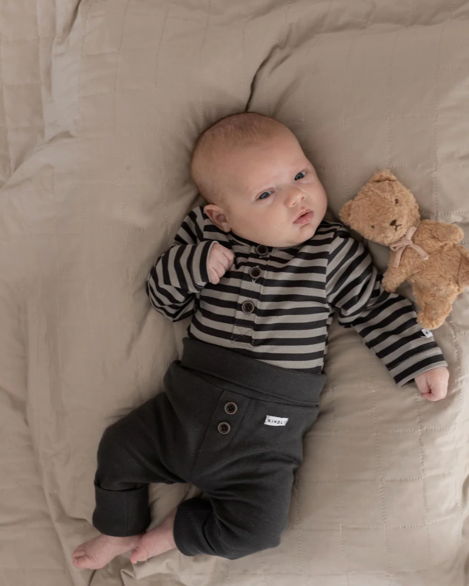 Stone Striped Ribbed Onesie