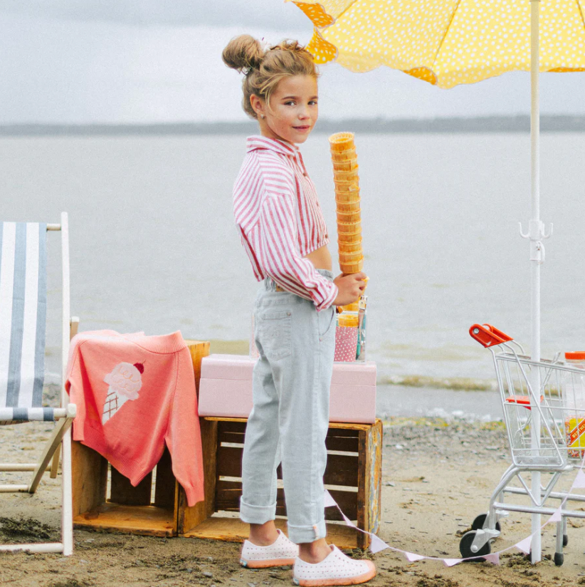 Ice Cream Striped Button-Up