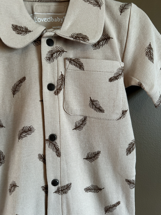 Oatmeal Feather Romper