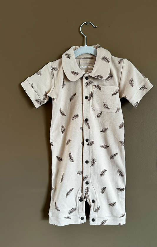 Oatmeal Feather Romper